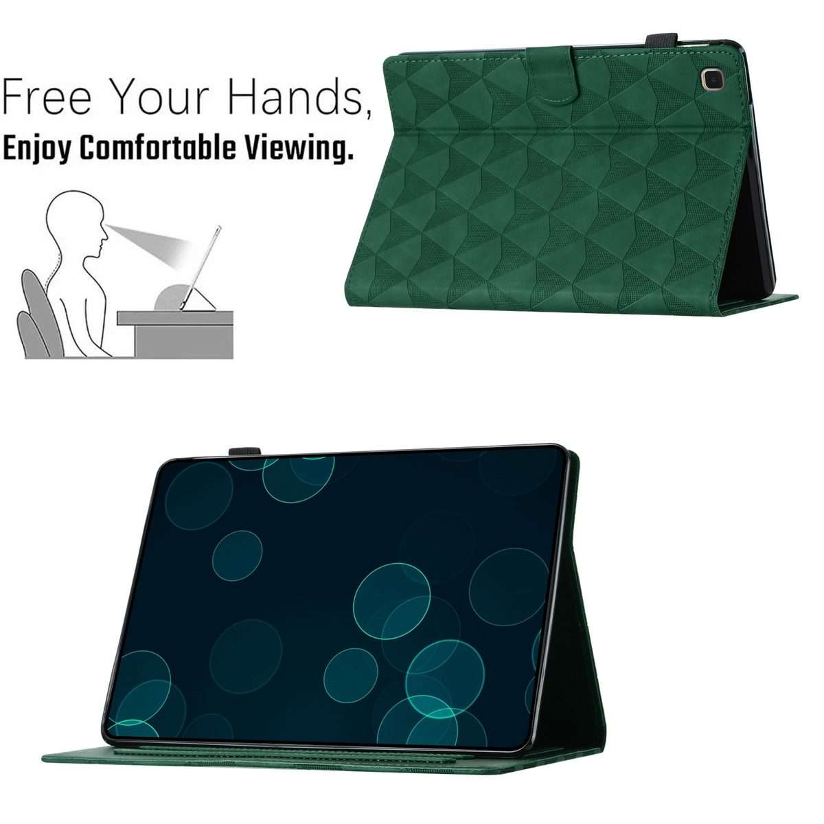 For Samsung Galaxy Tab A 10.1 2019 Diamond Texture Embossed Leather Tablet Case(Green)