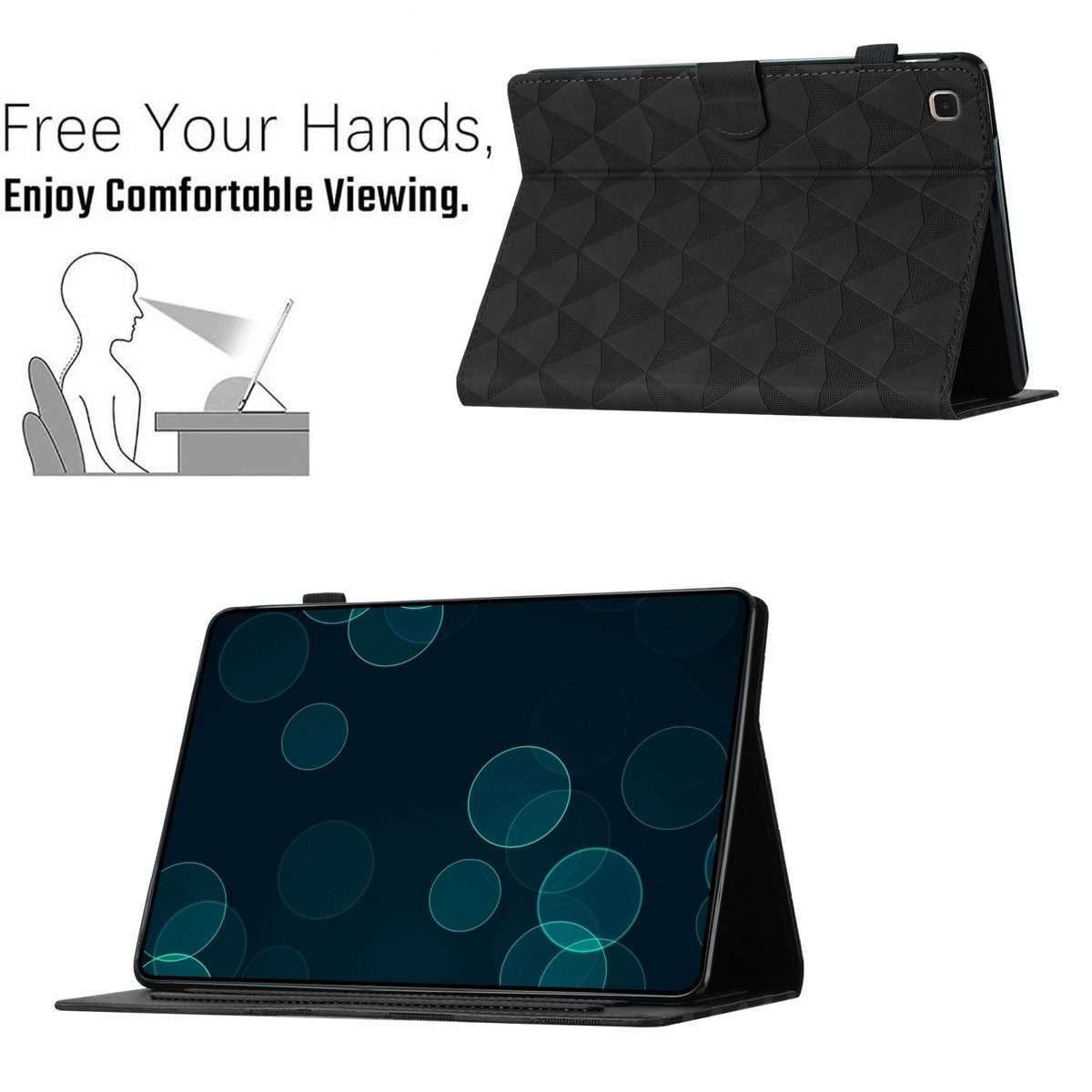 For Samsung Galaxy Tab A 10.1 2019 Diamond Texture Embossed Leather Tablet Case(Black)