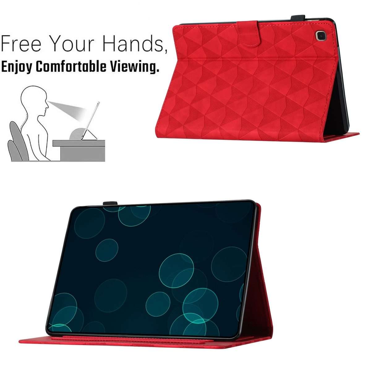 For Samsung Galaxy Tab A7 Lite T220 Diamond Texture Embossed Leather Tablet Case(Red)