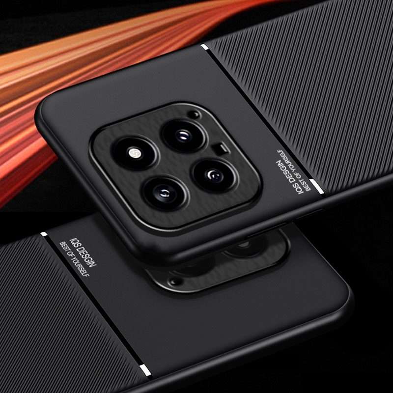 For Xiaomi 14 Pro Classic Tilt Strip Grain Magnetic Shockproof PC + TPU Phone Case(Red)