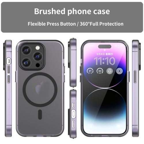 For iPhone 16 Pro Max MagSafe Frosted Translucent TPU + PC Full Coverage Phone Case(Black)