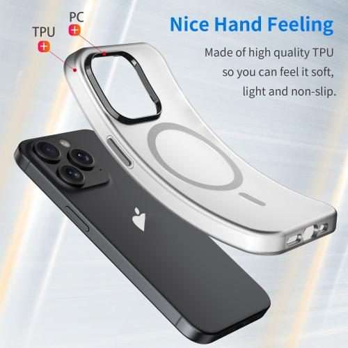 For iPhone 16 Pro Max MagSafe Frosted Translucent TPU + PC Full Coverage Phone Case(Black)