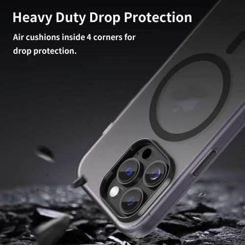 For iPhone 16 Pro Max MagSafe Frosted Translucent TPU + PC Full Coverage Phone Case(Black)