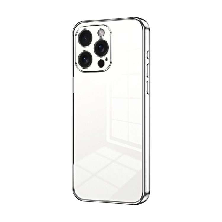 For iPhone 15 Pro Max Transparent Plating Fine Hole Phone Case(Silver)