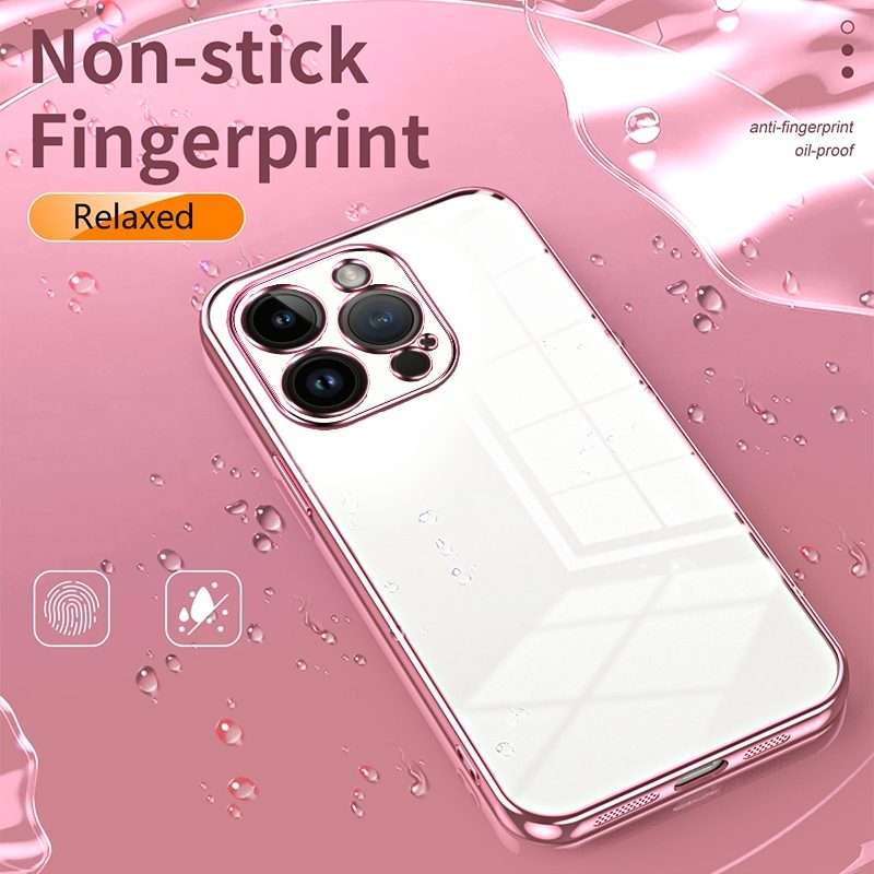 For iPhone 14 Pro Transparent Plating Fine Hole Phone Case(Gold)