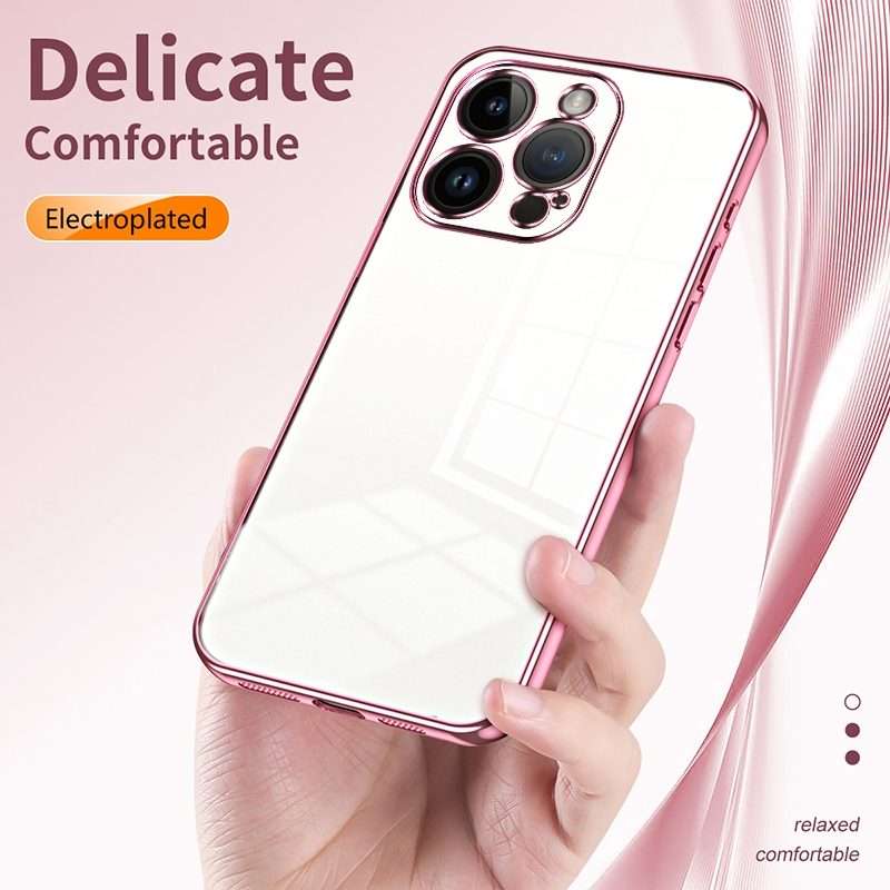 For iPhone 14 Pro Transparent Plating Fine Hole Phone Case(Gold)