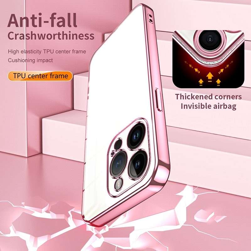For iPhone 14 Pro Transparent Plating Fine Hole Phone Case(Gold)