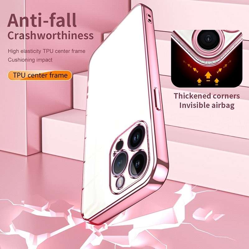 For iPhone 14 Pro Max Transparent Plating Fine Hole Phone Case(Purple)