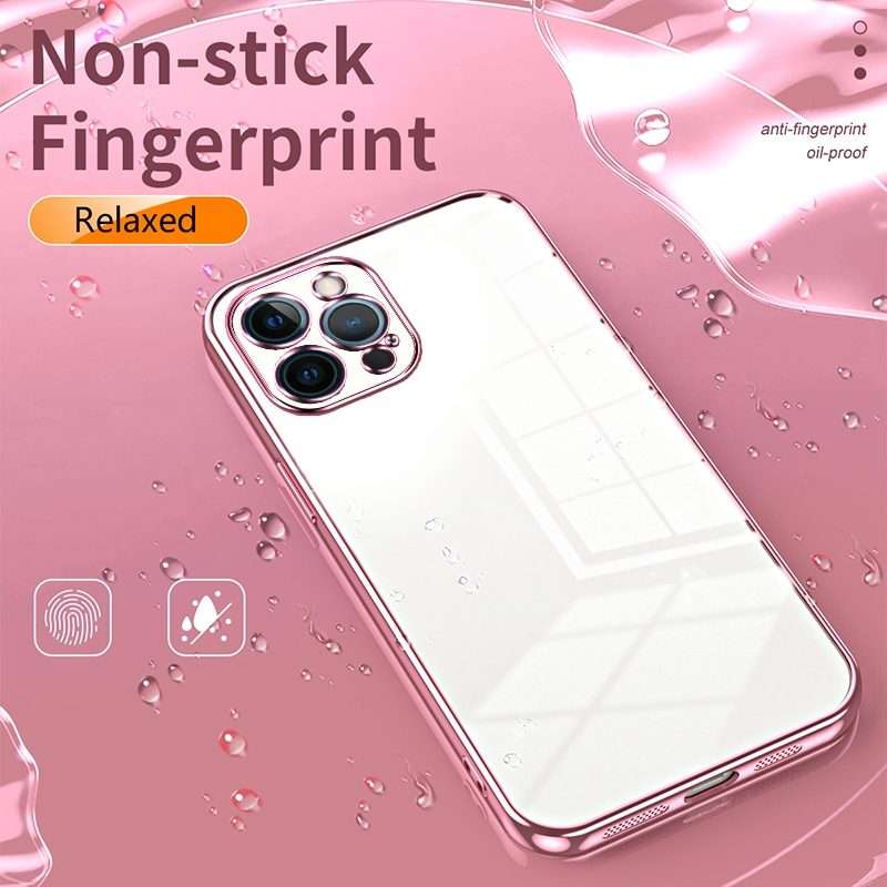 For iPhone 12 Pro Max Transparent Plating Fine Hole Phone Case(Purple)