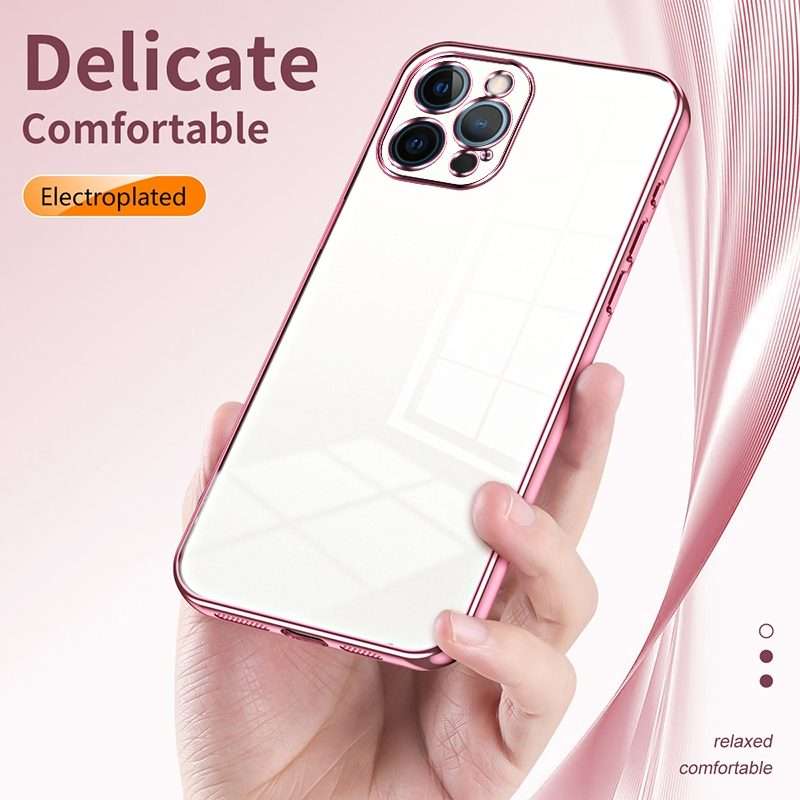 For iPhone 12 Pro Max Transparent Plating Fine Hole Phone Case(Purple)