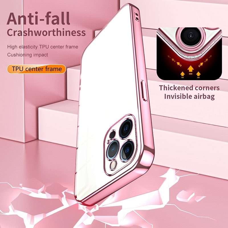 For iPhone 12 Pro Max Transparent Plating Fine Hole Phone Case(Purple)