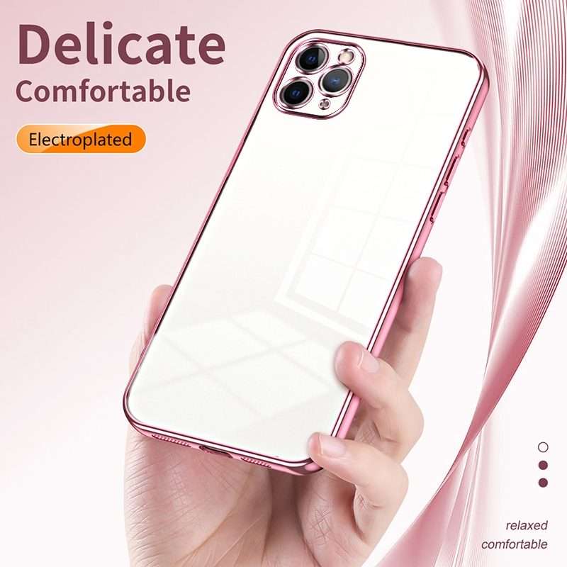 For iPhone 11 Pro Max Transparent Plating Fine Hole Phone Case(Purple)