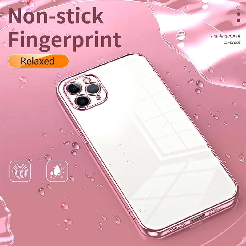 For iPhone 11 Pro Max Transparent Plating Fine Hole Phone Case(Blue)