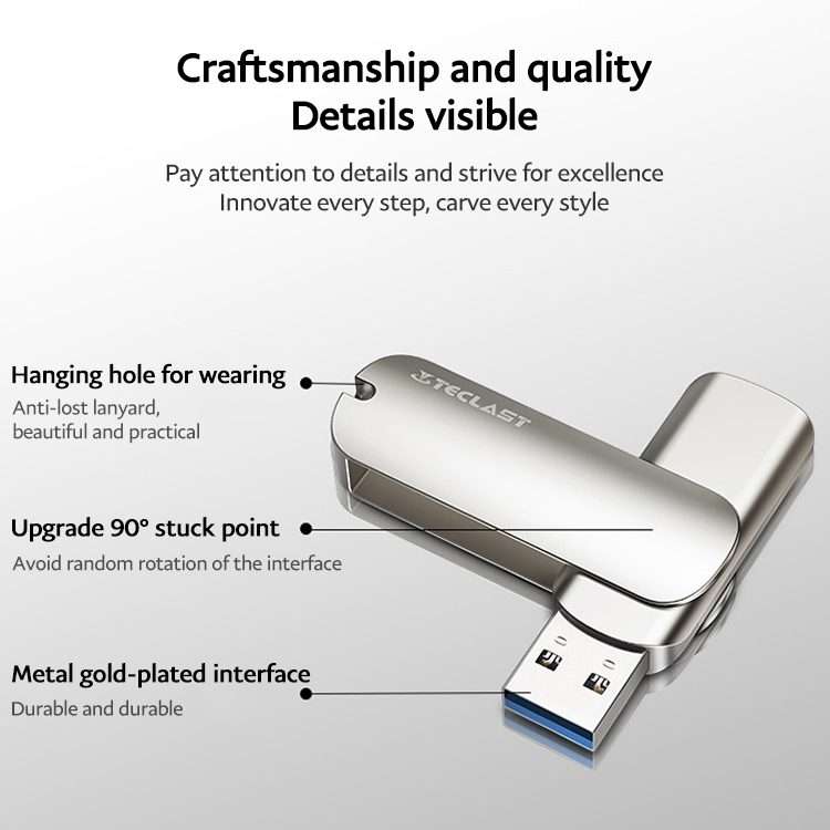 Teclast Leishen Plus Series USB3.0 Twister Flash Drive, Memory:64GB(Silver)