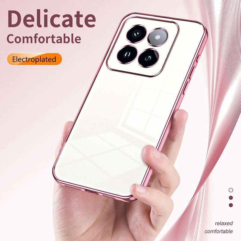 For Xiaomi 14 Pro Transparent Plating Fine Hole Phone Case(Gold)
