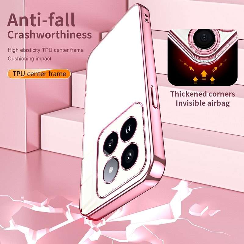 For Xiaomi 14 Pro Transparent Plating Fine Hole Phone Case(Transparent)