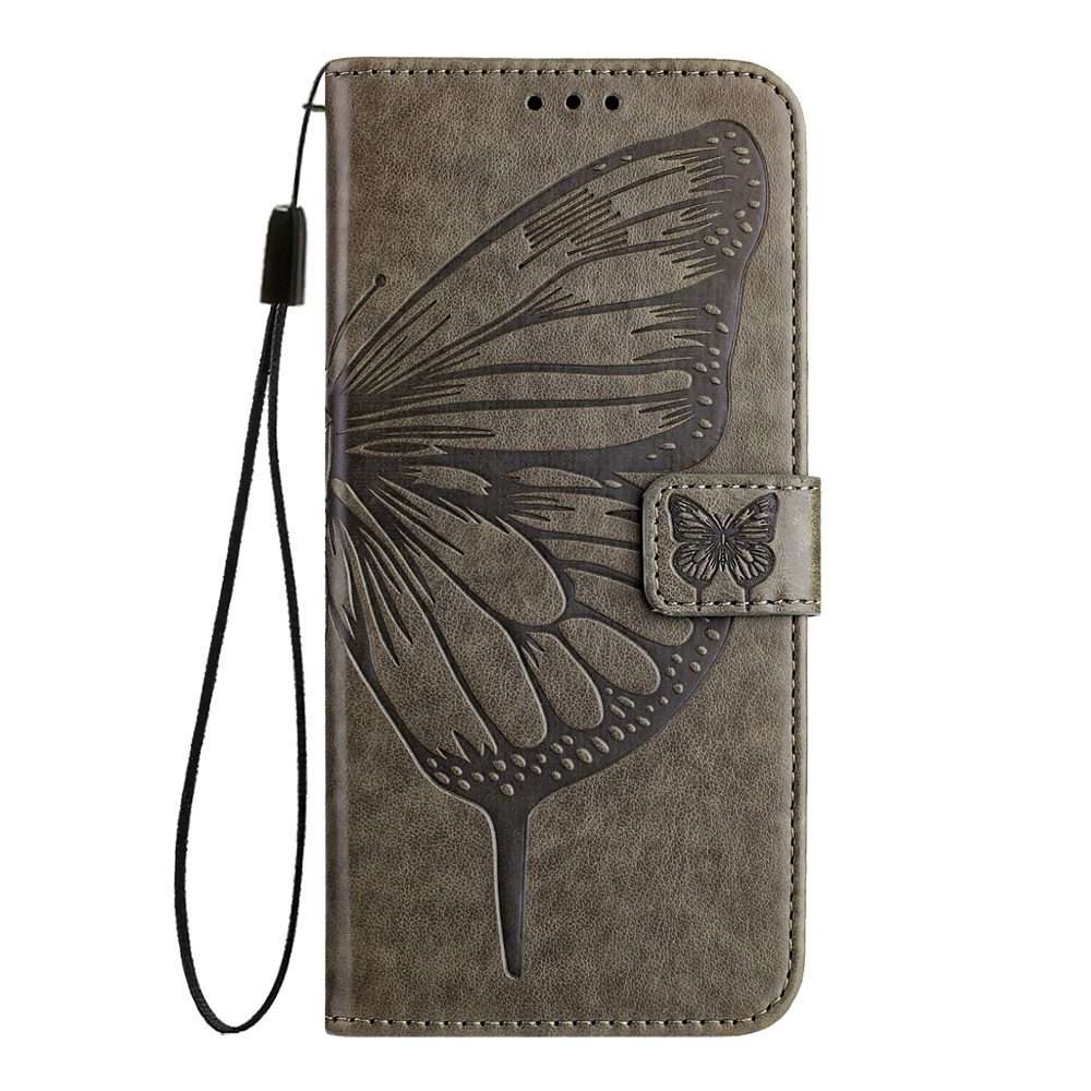 For Xiaomi 14 Pro 5G Global Embossed Butterfly Leather Phone Case(Grey)