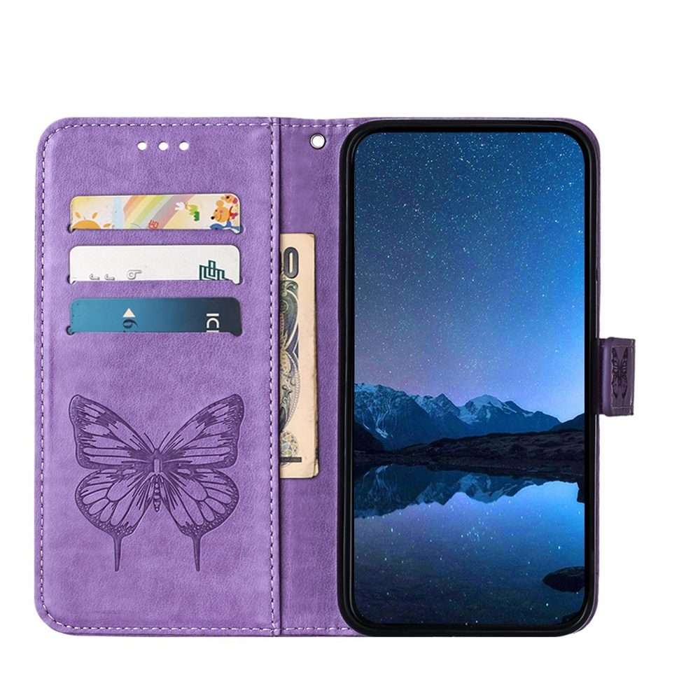 For Xiaomi 14 Pro 5G Global Embossed Butterfly Leather Phone Case(Purple)