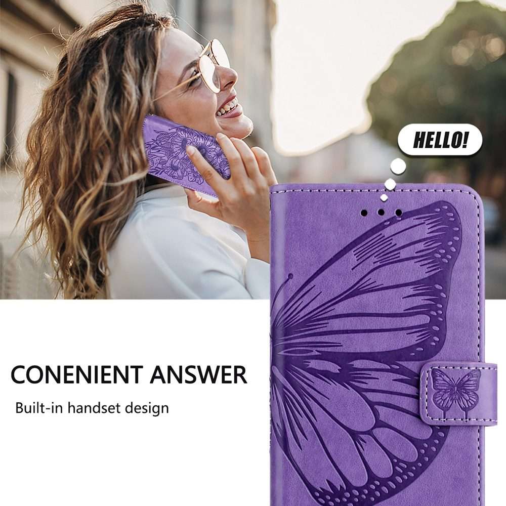 For Xiaomi 14 Pro 5G Global Embossed Butterfly Leather Phone Case(Purple)