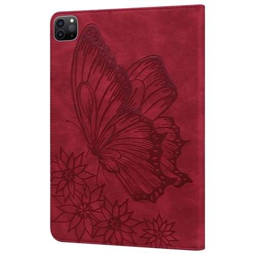 For iPad Pro 12.9 2022 / Air 13 2024 / 2025 Big Butterfly Embossed Leather Tablet Case(Red)