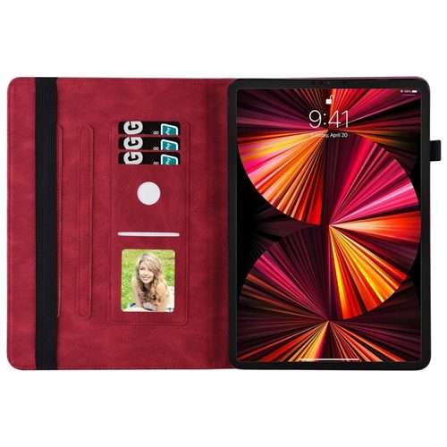For iPad Pro 12.9 2022 / Air 13 2024 / 2025 Big Butterfly Embossed Leather Tablet Case(Red)