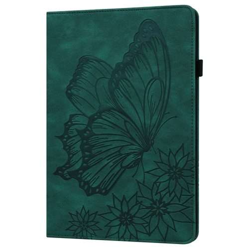 For iPad Pro 13 2025 / 2024 Big Butterfly Embossed Leather Tablet Case(Green)