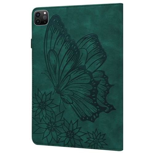 For iPad Pro 13 2025 / 2024 Big Butterfly Embossed Leather Tablet Case(Green)