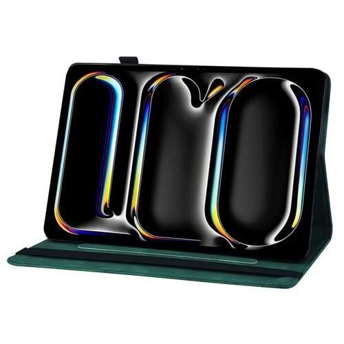 For iPad Pro 13 2025 / 2024 Big Butterfly Embossed Leather Tablet Case(Green)