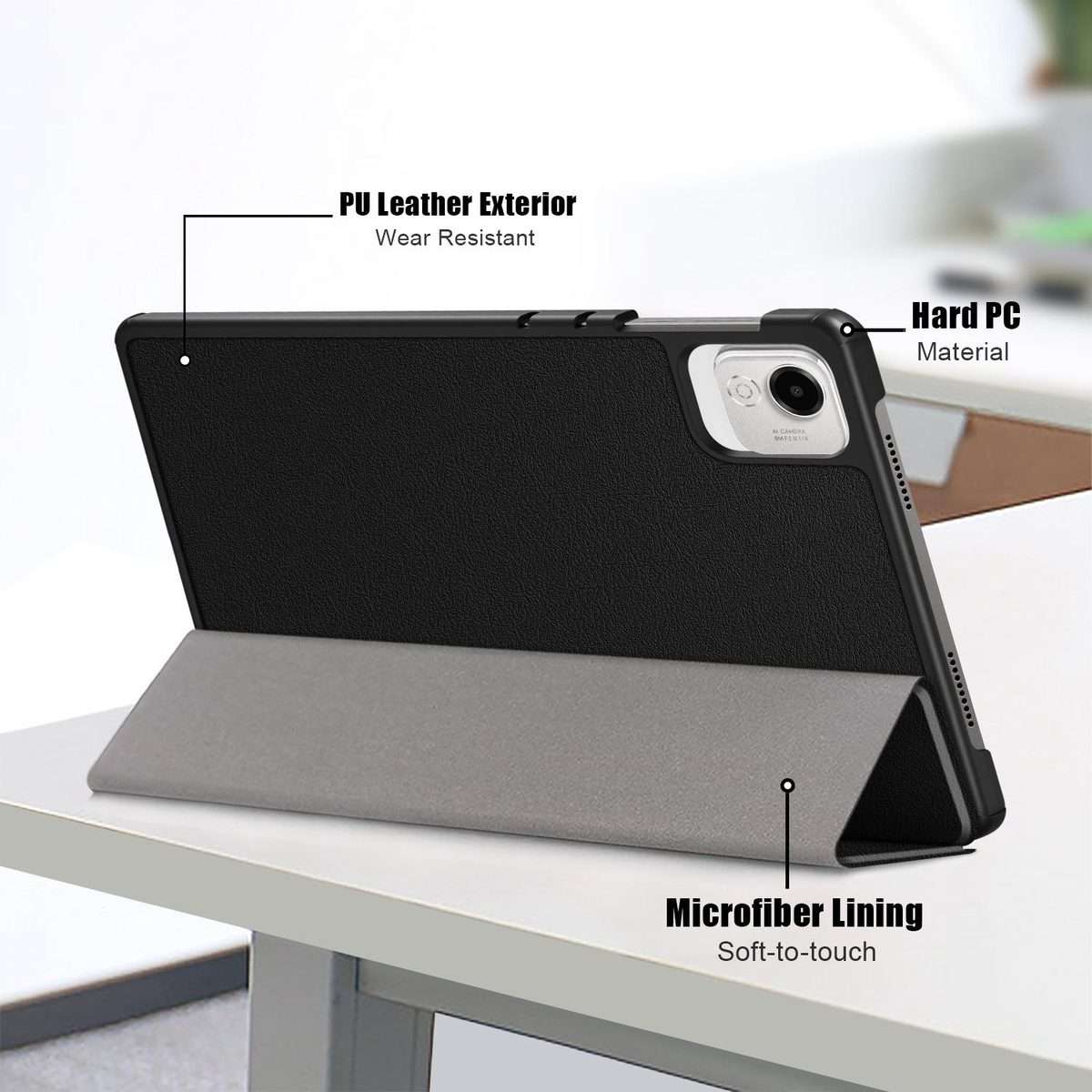 For Honor Pad X9a / X9 Pro Custer Pure Color 3-Fold Leather Tablet Case(Black)