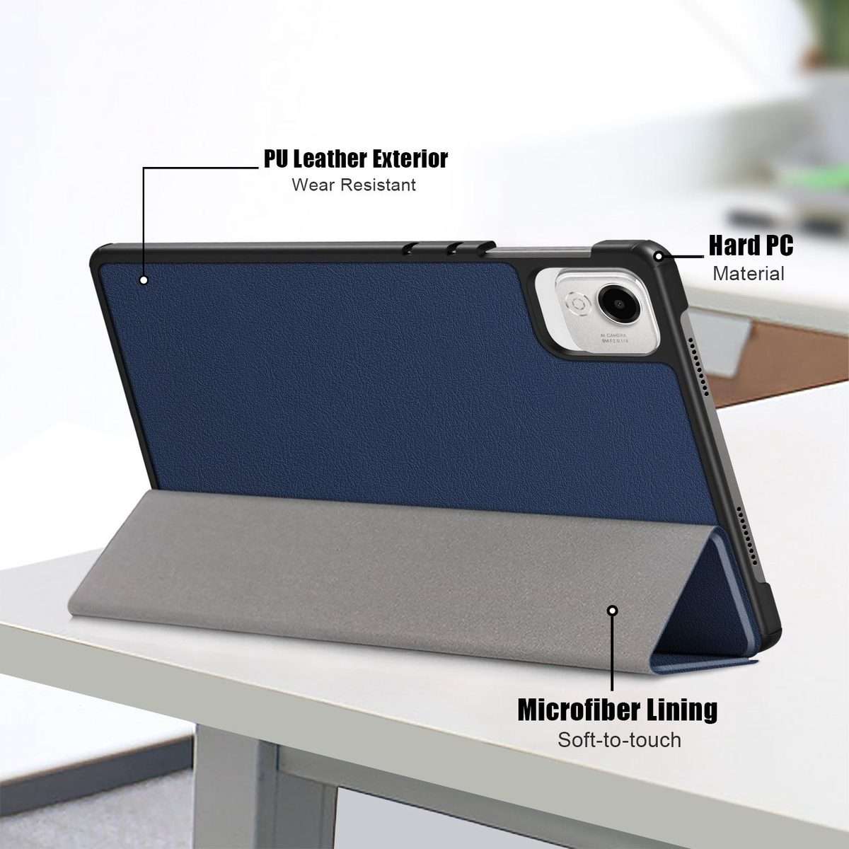 For Honor Pad X9a / X9 Pro Custer Pure Color 3-Fold Leather Tablet Case(Dark Blue)