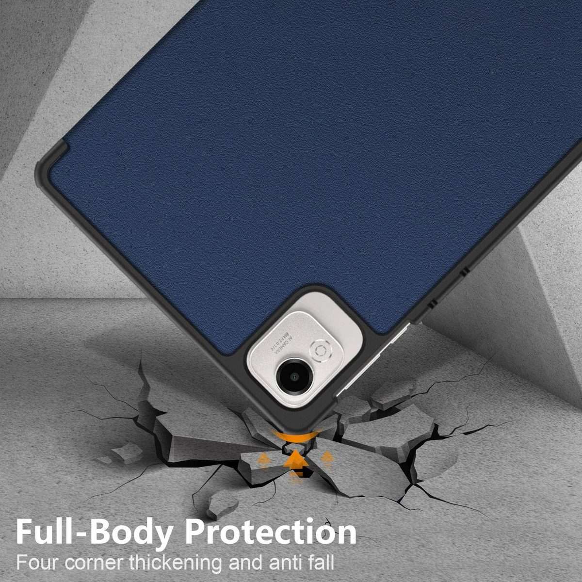 For Honor Pad X9a / X9 Pro Custer Pure Color 3-Fold Leather Tablet Case(Dark Blue)