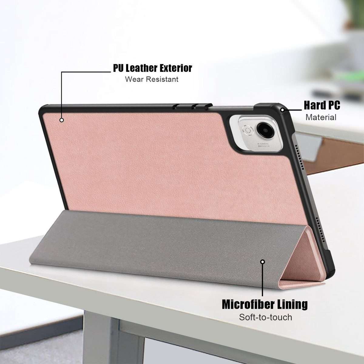 For Honor Pad X9a / X9 Pro Custer Pure Color 3-Fold Leather Tablet Case(Rose Gold)