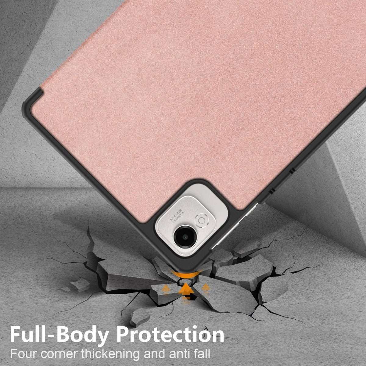 For Honor Pad X9a / X9 Pro Custer Pure Color 3-Fold Leather Tablet Case(Rose Gold)