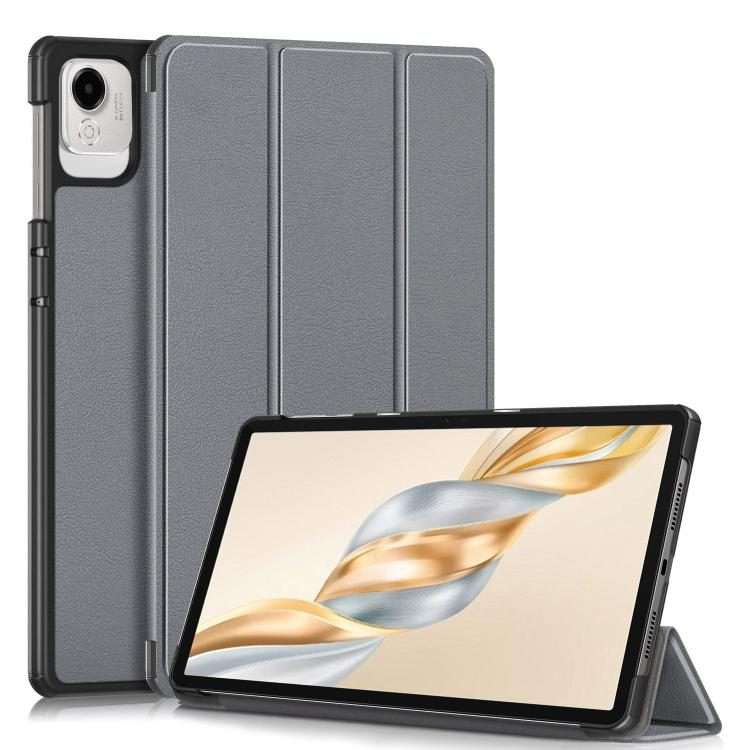 For Honor Pad X9a / X9 Pro Custer Pure Color 3-Fold Leather Tablet Case(Grey)