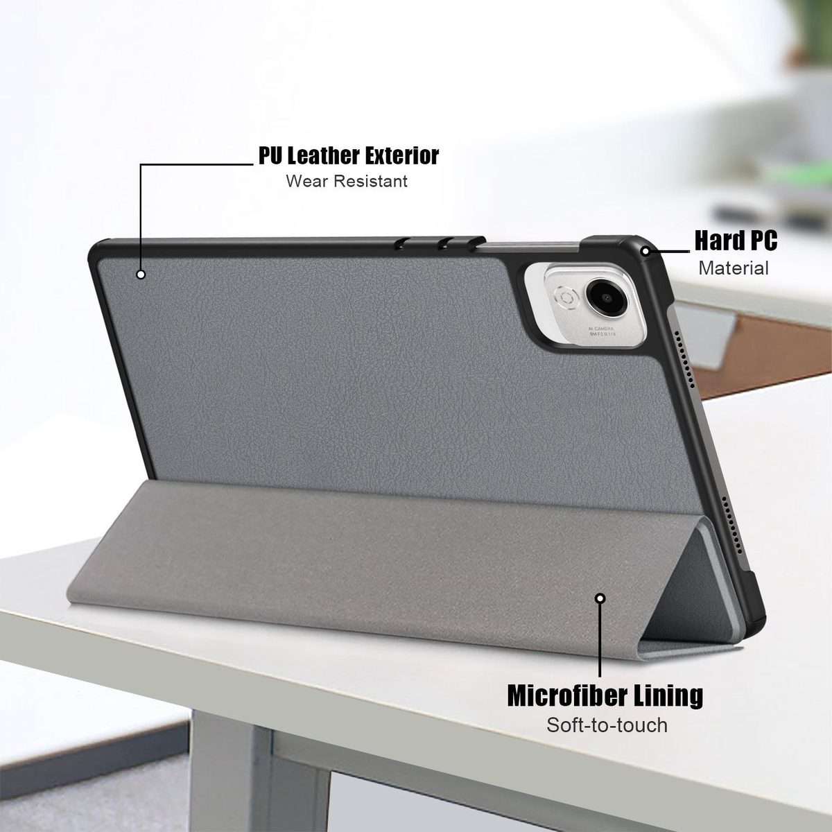 For Honor Pad X9a / X9 Pro Custer Pure Color 3-Fold Leather Tablet Case(Grey)