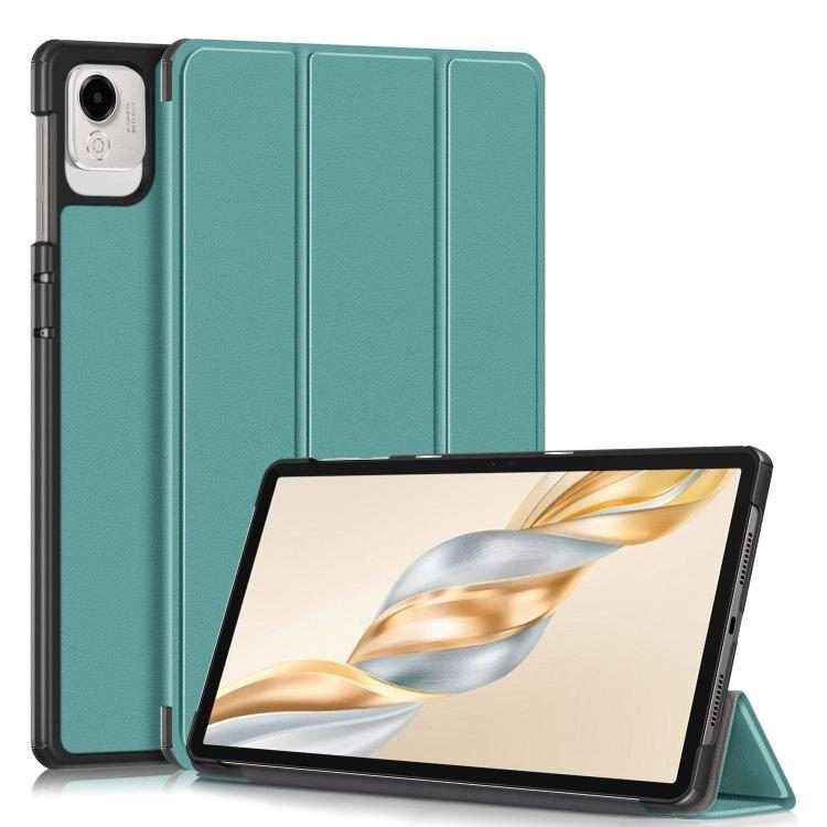 For Honor Pad X9a / X9 Pro Custer Pure Color 3-Fold Leather Tablet Case(Deep Green)