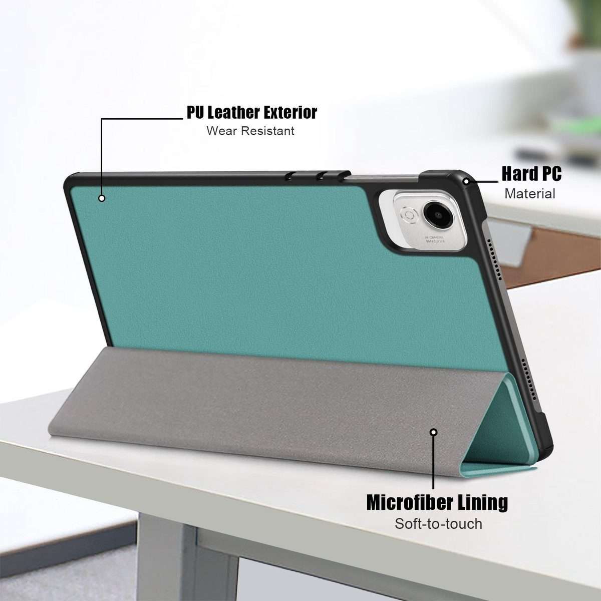 For Honor Pad X9a / X9 Pro Custer Pure Color 3-Fold Leather Tablet Case(Deep Green)