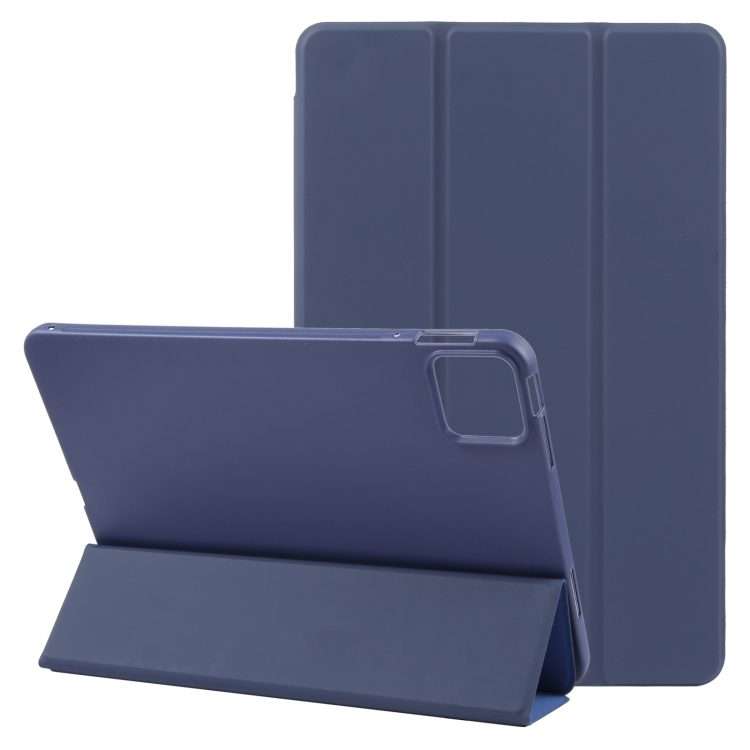 For Honor Pad GT Pro Tri-fold Silicone Leather Tablet Case(Dark Blue)