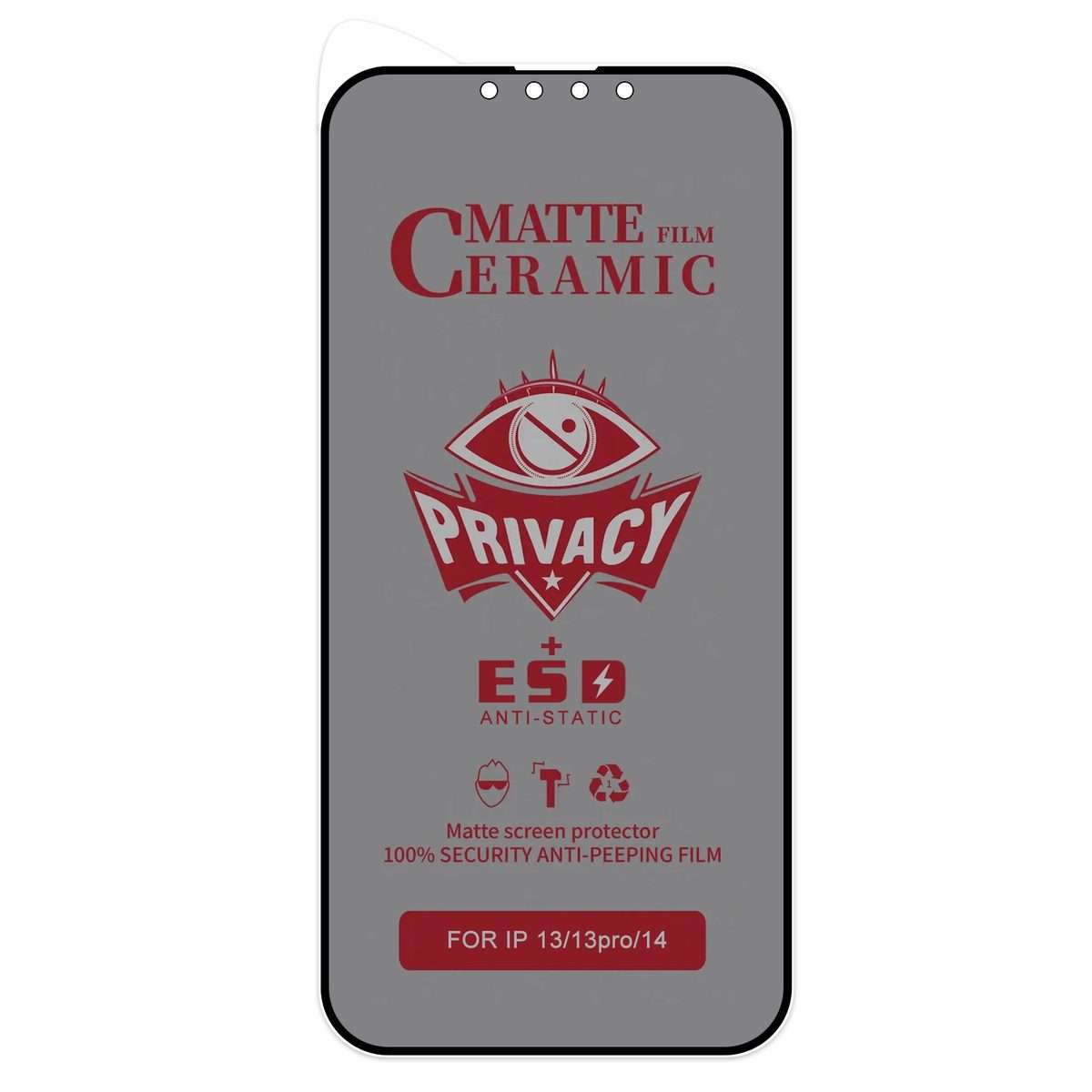 For iPhone 17e / 16e / 14 / 13 Pro / 13 Full Coverage Frosted Privacy Ceramic Film