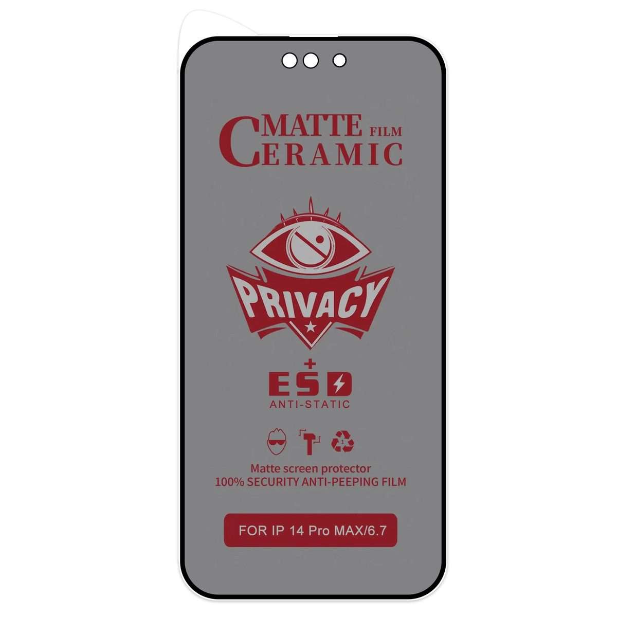 For iPhone 14 Pro Max Full Coverage Frosted Privacy Ceramic Film
