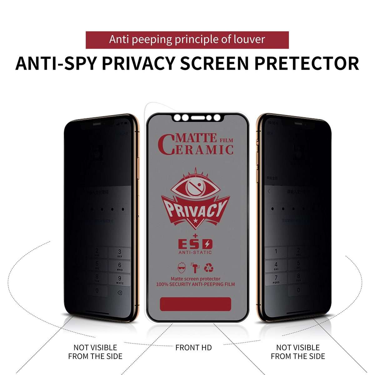 For iPhone 14 Pro Max Full Coverage Frosted Privacy Ceramic Film