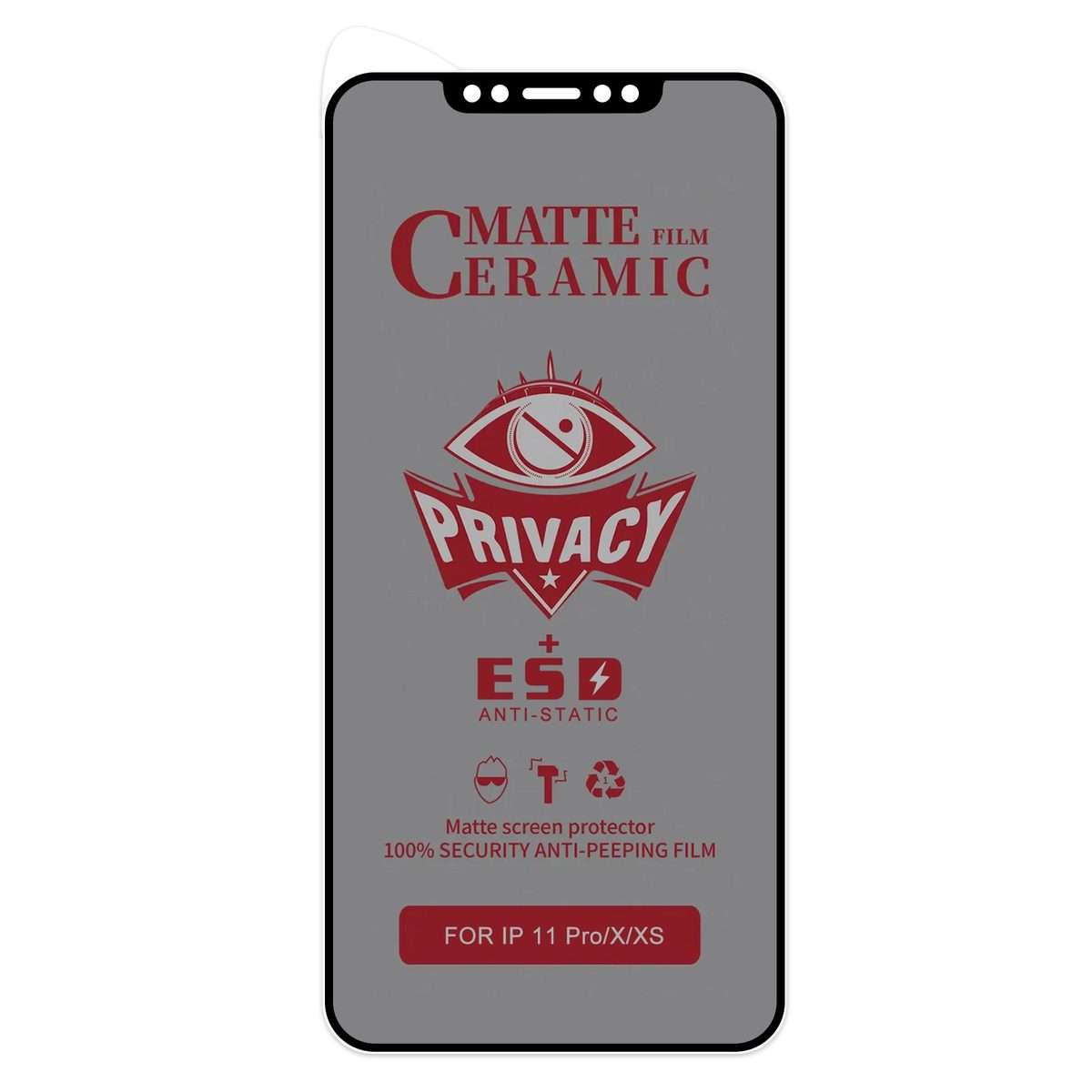For iPhone 11 Pro / XS / X Full Coverage Frosted Privacy Ceramic Film