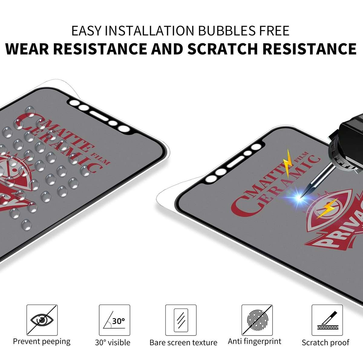 For iPhone 11 Pro / XS / X Full Coverage Frosted Privacy Ceramic Film