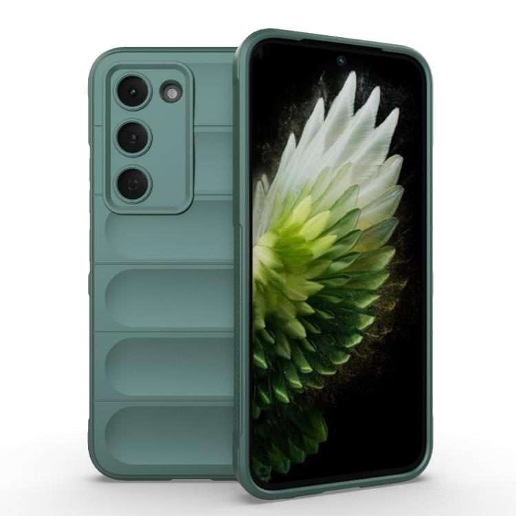 For Tecno Spark 40 Pro 4G Global Magic Shield TPU + Flannel Phone Case(Dark Green)