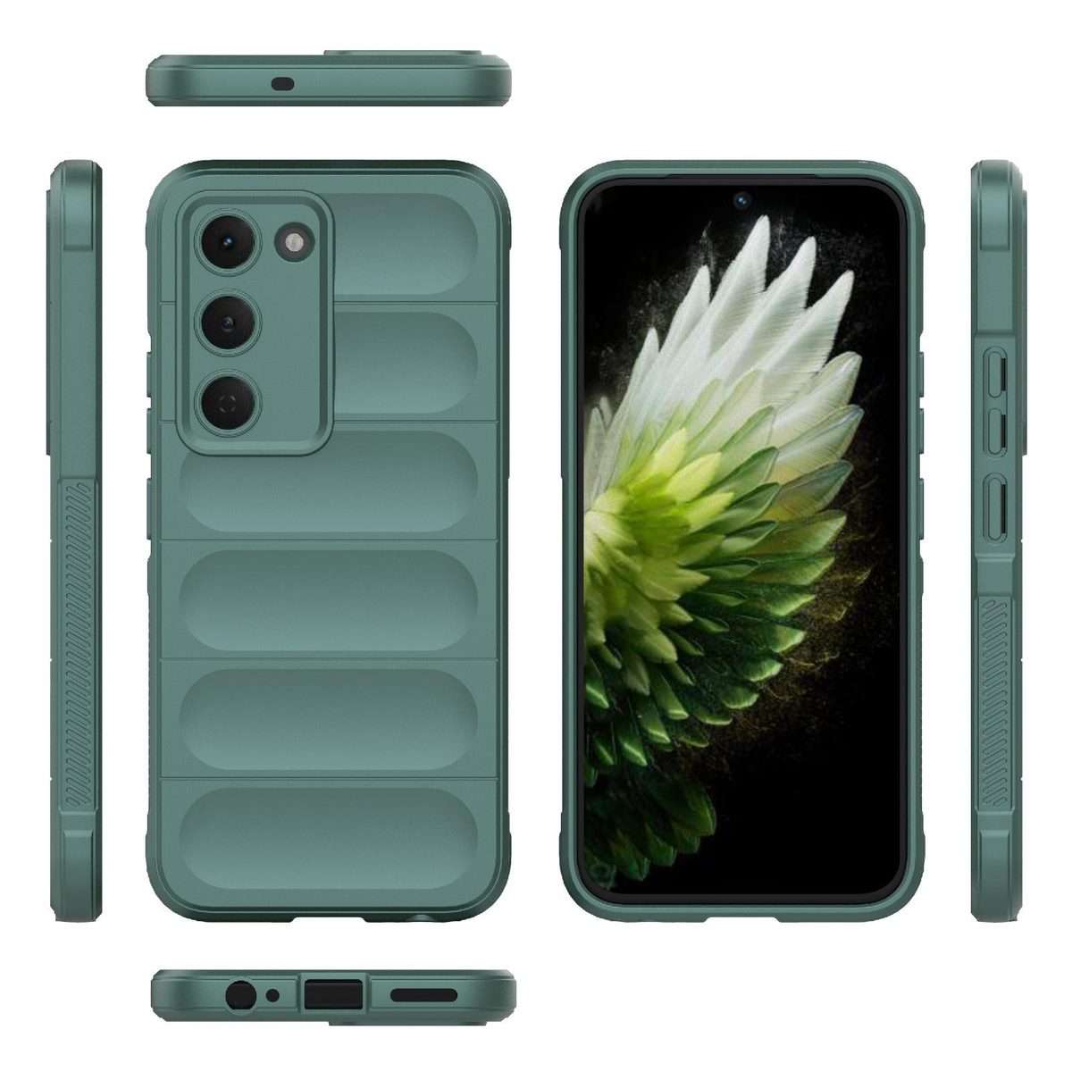 For Tecno Spark 40 Pro 4G Global Magic Shield TPU + Flannel Phone Case(Dark Green)