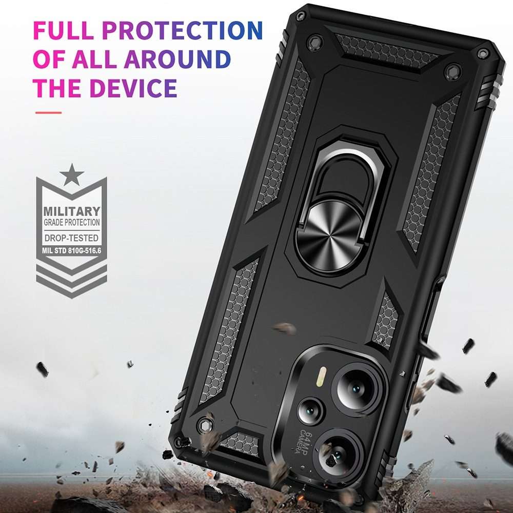 For Xiaomi Poco F5 5G / Redmi Note 12 Turbo 5G Shockproof TPU + PC Phone Case with Holder(Black)