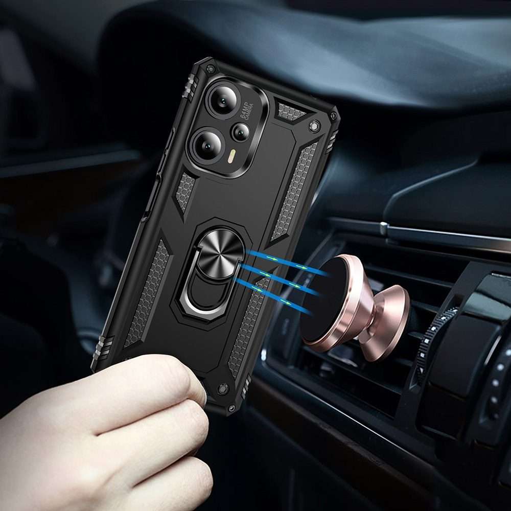 For Xiaomi Poco F5 5G / Redmi Note 12 Turbo 5G Shockproof TPU + PC Phone Case with Holder(Black)