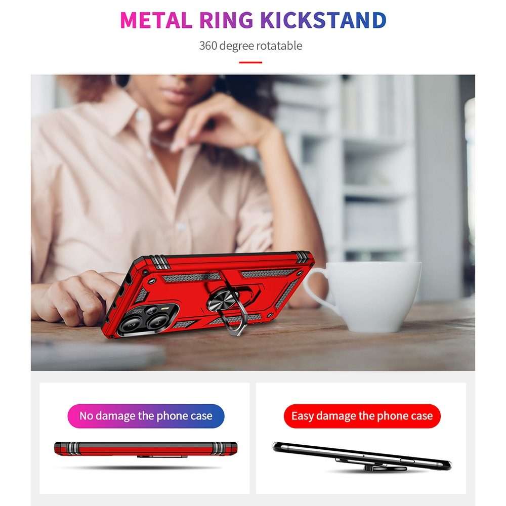 For Xiaomi Poco F5 5G / Redmi Note 12 Turbo 5G Shockproof TPU + PC Phone Case with Holder(Red)