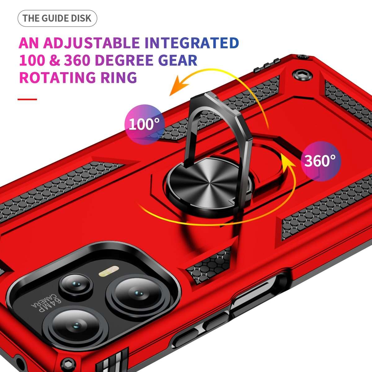 For Xiaomi Poco F5 5G / Redmi Note 12 Turbo 5G Shockproof TPU + PC Phone Case with Holder(Red)
