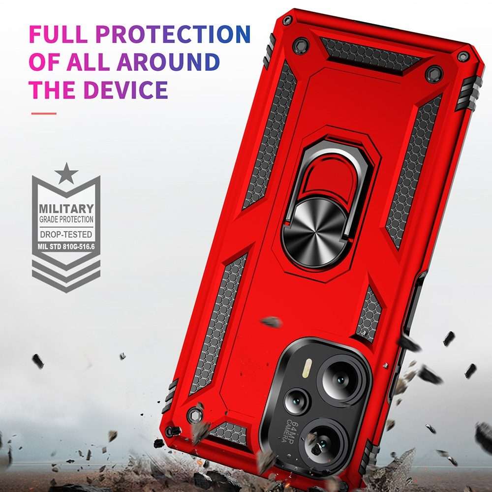 For Xiaomi Poco F5 5G / Redmi Note 12 Turbo 5G Shockproof TPU + PC Phone Case with Holder(Red)